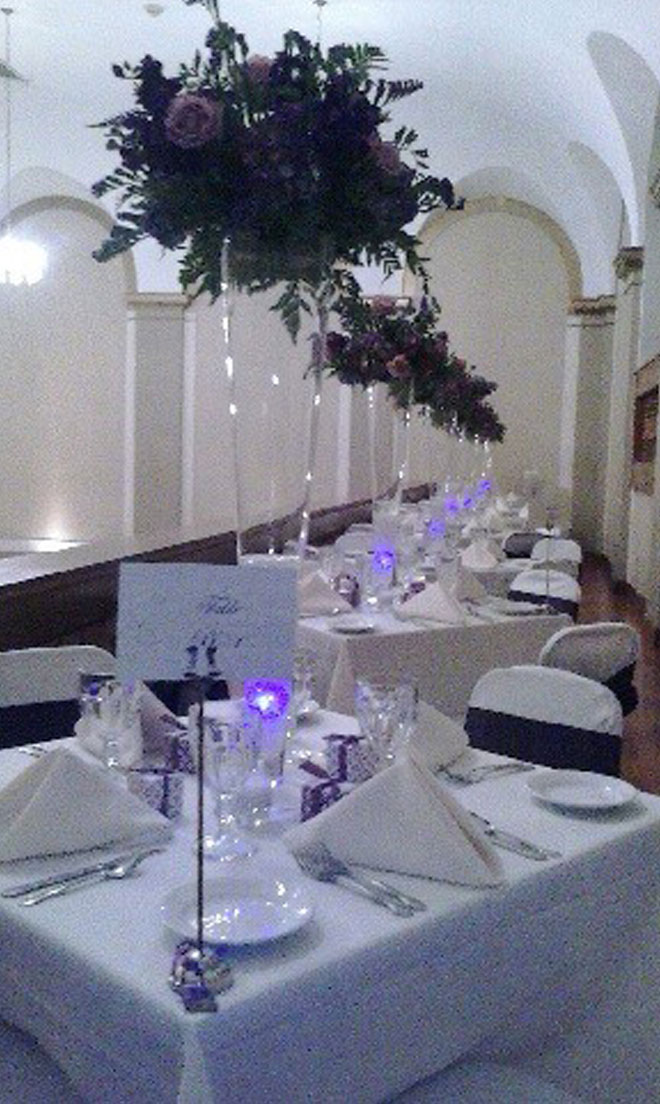 The Corinthian Event Center grand ballroom and mezzanine setup for a wedding reception.
