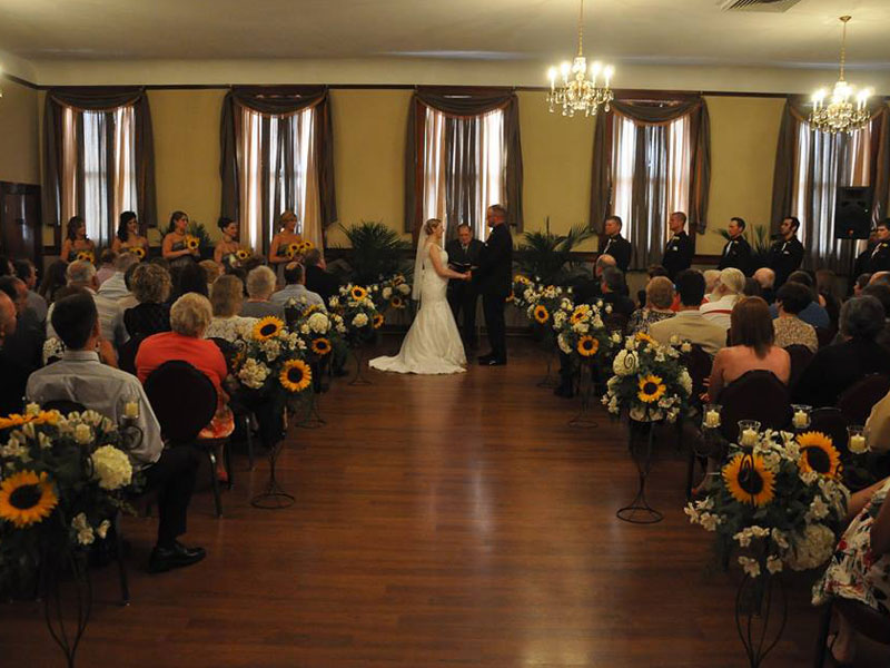 The Corinthian Event Center third floor banquet room during a wedding ceremony.