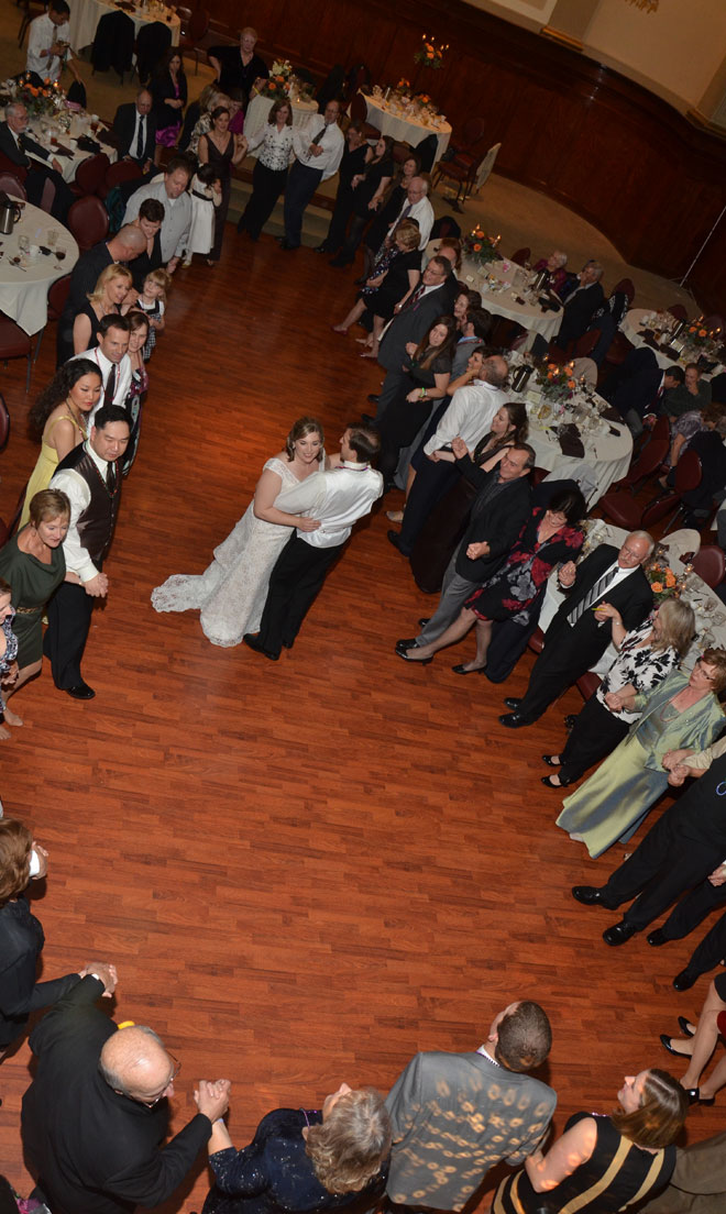 Bride and Groom have first dance in Grand Ballroom at The Corinthian Event Center.