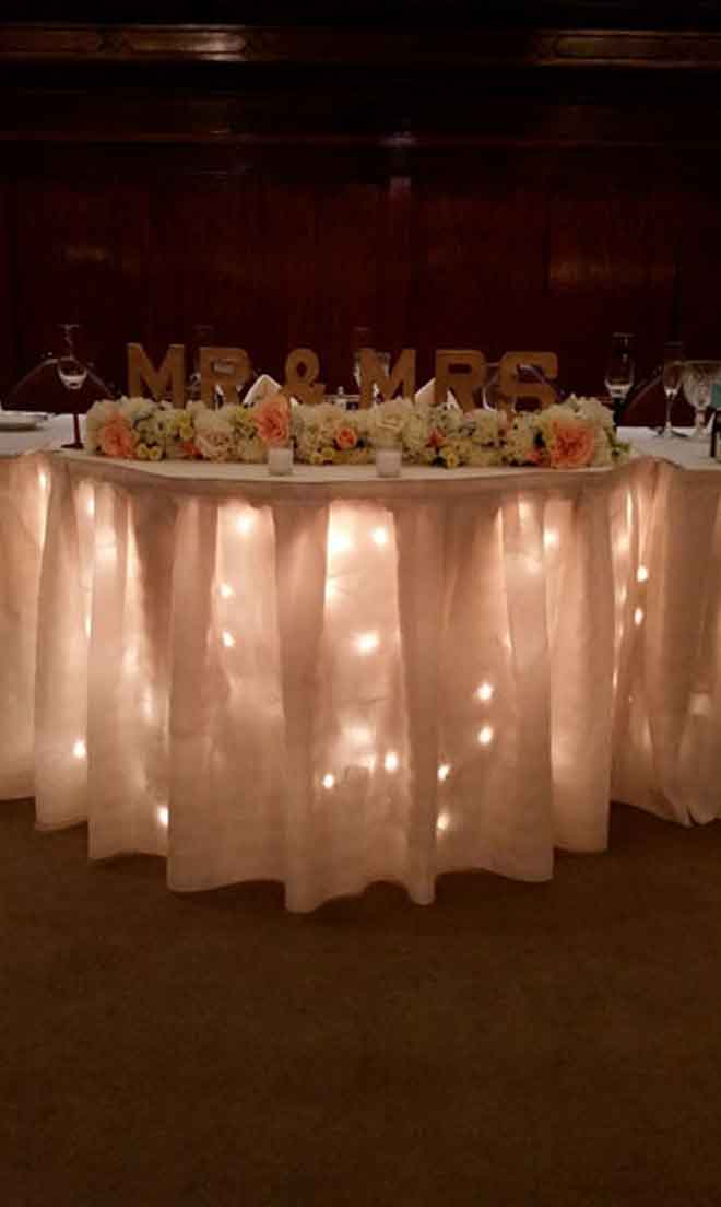 Bride and groom table place setting at The Corinthian Event Center.