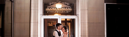 The Corinthinan Events Center wedding photo opportunities.